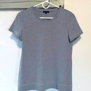 Lafayette 148 Striped Scoop Neck T-Shirt Soft Stylish